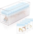 Macro view of clear acrylic jewelry box and thick blue anti-oxidation storage bags - Storage Box + 20 Blue PVC Bags