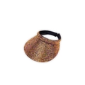 Fashionable summer top empty sun hat with full golden rhinestones and wide brim - M (56-58cm) / Coffee
