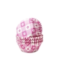 Roze en witte geruite cupcakevormpjes met bloemmotieven van vetvrij papier - Roze Gingham