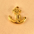 Detailed view of a golden anchor pendant with rope texture for DIY jewelry making - Rope Anchor (20.5mm)