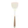 Set di utensili da cucina bicolore in silicone bianco con manico marrone - Spatola Bianco Marrone
