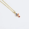 Golden cross necklace with colorful gemstone pendant and O-chain on white background - Rainbow Zircon Cross (Large)