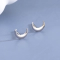 Minimalist S925 sterling silver crescent moon stud earrings with polished finish - Moon / White Gold