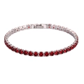 Bracciale tennis hip-hop unisex in argento con zirconi rossi dal taglio quadrato - 17cm / Placcato Platino Rosso