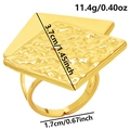 Detailed view of large gold plated square ring with size measurements and weight info - Gold (J728-G)