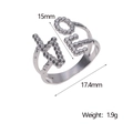 Silver open ring with beaded LOVE letter design for women in a minimalist style - Steel