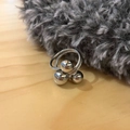 Polished silver stainless steel ring featuring a unique triple sphere geometric design - Large 3 Balls-Stainless Steel