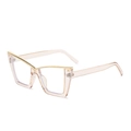 Occhiali cat eye con montatura champagne e barra sopraccigliare in metallo dorato - Montatura Tè Trasparente Oro