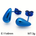 Pendientes de gota 11x6mm de acero inoxidable con un acabado azul pulido intenso - Azul
