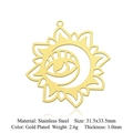 Detail of gold-plated stainless steel sun and eye pendant with product measurements - Gold Sun Eye (5 Pack)