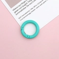 Detail view of a 25mm mint green spring O-ring buckle on a decorative card background - Lake Green