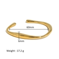 Detailed specs of 18K gold-plated titanium steel irregular open bangle with measurements - Wave Shape Style (HF-B5122-G)