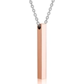 Minimalist rose gold rectangular bar pendant necklace with silver chain for women - Rose Gold