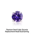 Titanium steel stud replacement head with a four-claw set purple zirconia gemstone - M0.9*3mm (Head Only) / Purple Blue Zircon