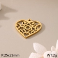 Pendentif cœur évidé doré 25x23mm avec motifs floraux pour bijoux DIY - Grand Charme de Coeur Creux(KLJ4970-Z)