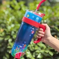 40oz insulated cup with handle featuring vibrant red accents and undersea world patterns - 1250ml / Tyndall Ocean