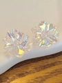 Irisierende Blumen-Ohrstecker mit Regenbogen-Effekt und kristallartigen Harzblütenblättern - Transparent Z-358