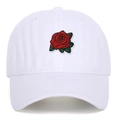 Gorra de béisbol de algodón blanco con bordado de rosa roja para protección solar - Blanco