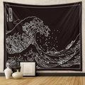 Arazzo giapponese con Grande Onda in bianco e nero per decorazione murale di casa - 73X95CM / GT230158 Grande Onda Nero Bianco Spazzolato