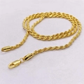 Elegante collar de cadena de cuerda de plata de ley S925 chapada en oro para hombre y mujer - 1.5mm de Ancho (45cm) / Dorado
