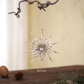 Transparent acrylic snowflake ornament with gold glitter and central rhinestone detail - Irregular 3D Snowflake B (15cm)