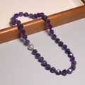 2mm natural purple tourmaline necklace featuring a sparkling spherical magnetic clasp - XL0093 Purple Faceted with Magnetic Clasp