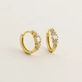Eleganti orecchini a cerchio in argento S925 placcati oro con cinque zirconi lucenti - Argento 925 / Oro