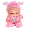 8 inch sleeping baby doll wearing a soft pink plush rabbit costume with closed eyes - 8 Inch Pink Rabbit