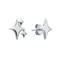 925 sterling silver hoop earrings with shimmering star charms in a sleek silver finish - Star Shape Studs (0144) - Pair / Platinum Silver (#14)