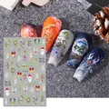 Detailed Christmas nail stickers featuring Santa, reindeer, and snowflakes on manicured nails - F994 (Sheet Only)