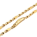 Polished gold titanium steel rhombic link necklace with minimalist cylindrical clasp - Geometric Rectangular Chain (KN79873-K)