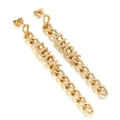 Orecchini a catena geometrica dorata con lettere LUCK e nappine pendenti - Oro (KE99350-KLX)