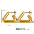 Polished gold stainless steel triangular geometric earrings with 22mm size specs - EH253 / Gold