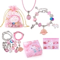 Buntes Einhorn-Armband-Set für Kinder mit Zinklegierungsperlen und rosa Geschenkbox - Blasenkugel mit Box