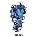 Waterproof temporary tattoo featuring blue cobra and tribal smoke patterns, model TH-223 - Th-223 / 210*148mm