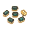 Emerald cut green crystal pendant with gold plating for elegant necklace making - Single-Loop Style / Dark Green