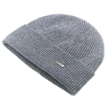 Bonnet en laine tricotée gris foncé avec texture verticale et étiquette en métal Sports - Réglable / Gris clair