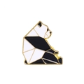 Geometric panda enamel pin with black and white finish and golden metal outlines - Geometric Panda