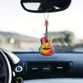 Rainbow guitar acrylic car ornament hanging from the rearview mirror with a metal chain - Rainbow