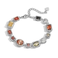 Détails du bracelet serti de pierres colorées argentées avec breloque cœur ajustable - Style Fermoir Mousqueton / Base Argentée Bracelet en Zircone Multicolore