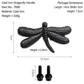 Vintage black cast iron dragonfly handle drawer pull with screws for cabinets and furniture - Black
