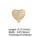 Close-up showing 17mm gold heart charm with pavé cubic zirconia inlay dimensions - Zirconia Heart Slider