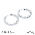 Orecchini a cerchio in acciaio inossidabile argento lucido da 16x2,5mm di stile minimal - 16x2.5mm / Color Acciaio