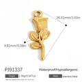 Golden rose flower pendant made of waterproof stainless steel with polished finish - PJ91337
