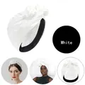 Eleganter weißer Satin-Turban-Hut für Damen im französischen Vintage-Kreuzwickel-Stil - Weiß