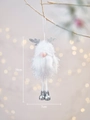 Gnomo natalizio bianco con corna di paillettes argento e campanelli, altezza 19cm - Babbo Natale Bianco / Bianco