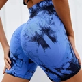 Short de yoga sans couture taille haute bleu et noir avec effet push-up sculptant - Bleu Noir
