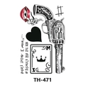 Waterproof temporary tattoo sticker with vintage pistol and poker card patterns, model TH-471 - Th-471 / 210*148mm