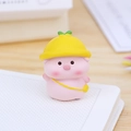 Cute pink pig resin figurine wearing a yellow hat and bag for car dashboard decoration - 002C Mini Kindergarten Pig