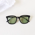 Classic black square frame sunglasses with retro semi-transparent green lenses and rivets - Black Frame Green
